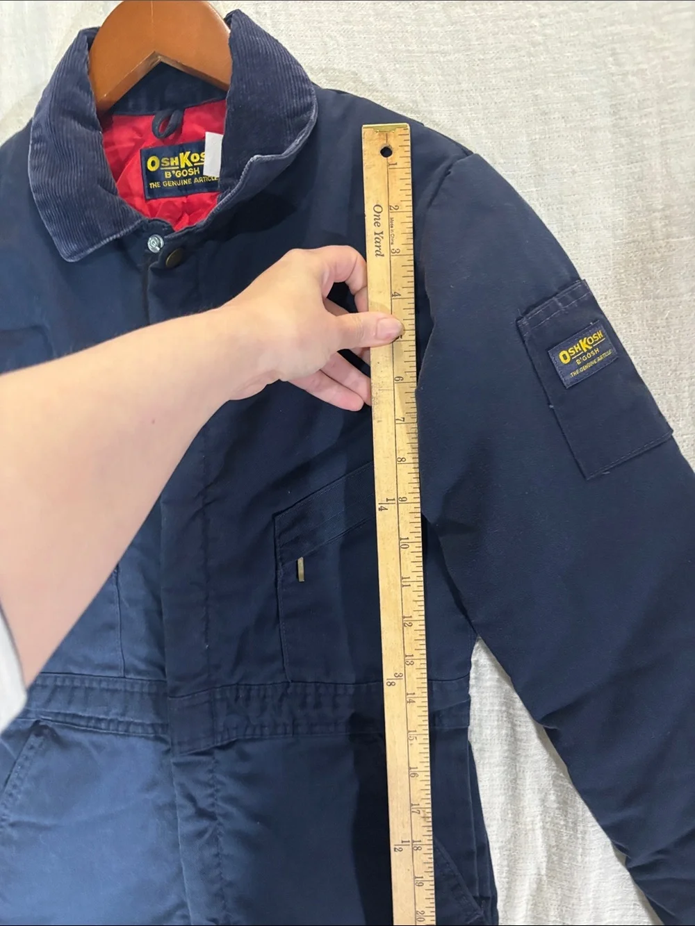 VTG 80s OshKosh B'gosh Youth 14/16 L Navy Blue Kids Coverall Quiltlined Jumpsuit